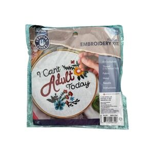 ArtSkills Embroidery Kit Unisex OS Multi New I Can't Adult Today Floral Craft
